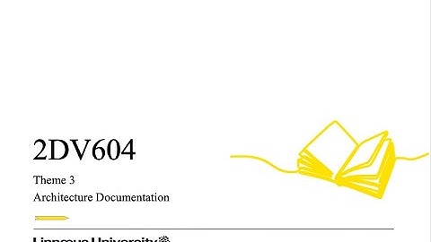 2DV604 Software Architecture, Theme 3 - Architecture Documentation
