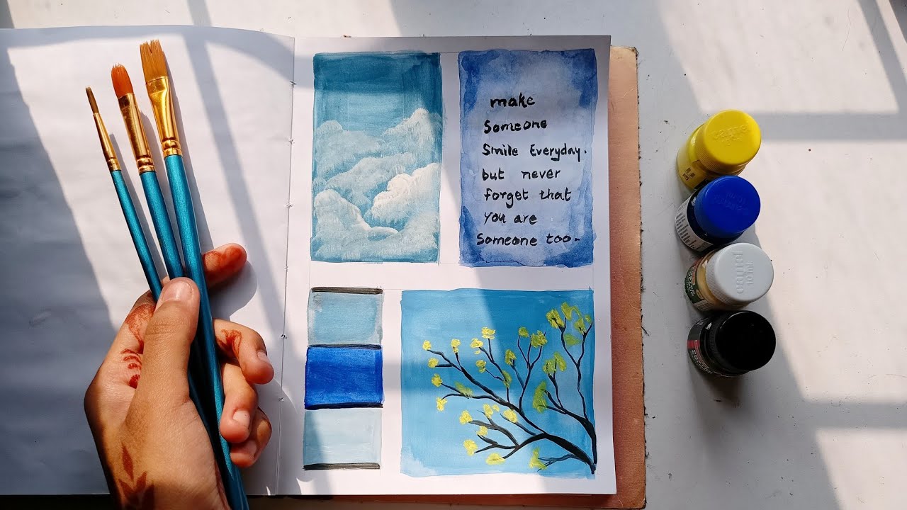 Blue Aesthetics Mood board painting 💙 Watercolour painting