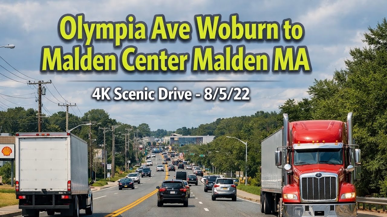 🚖 Olympia Ave Woburn to Malden Center, Malden MA | 4K Scenic Drive - 8/5/22