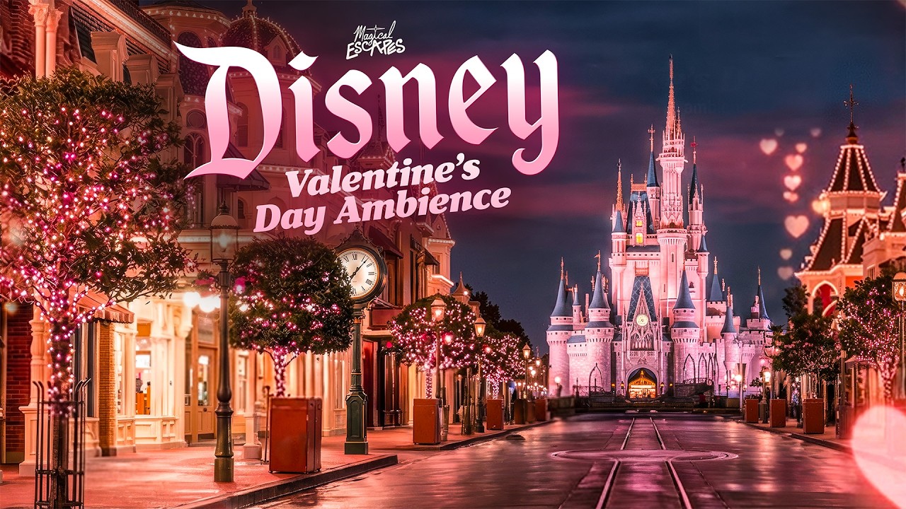 Valentine’s Day Disney Ambience 4K 💗 Soft & Romantic Music for Relax, Study, Sleep