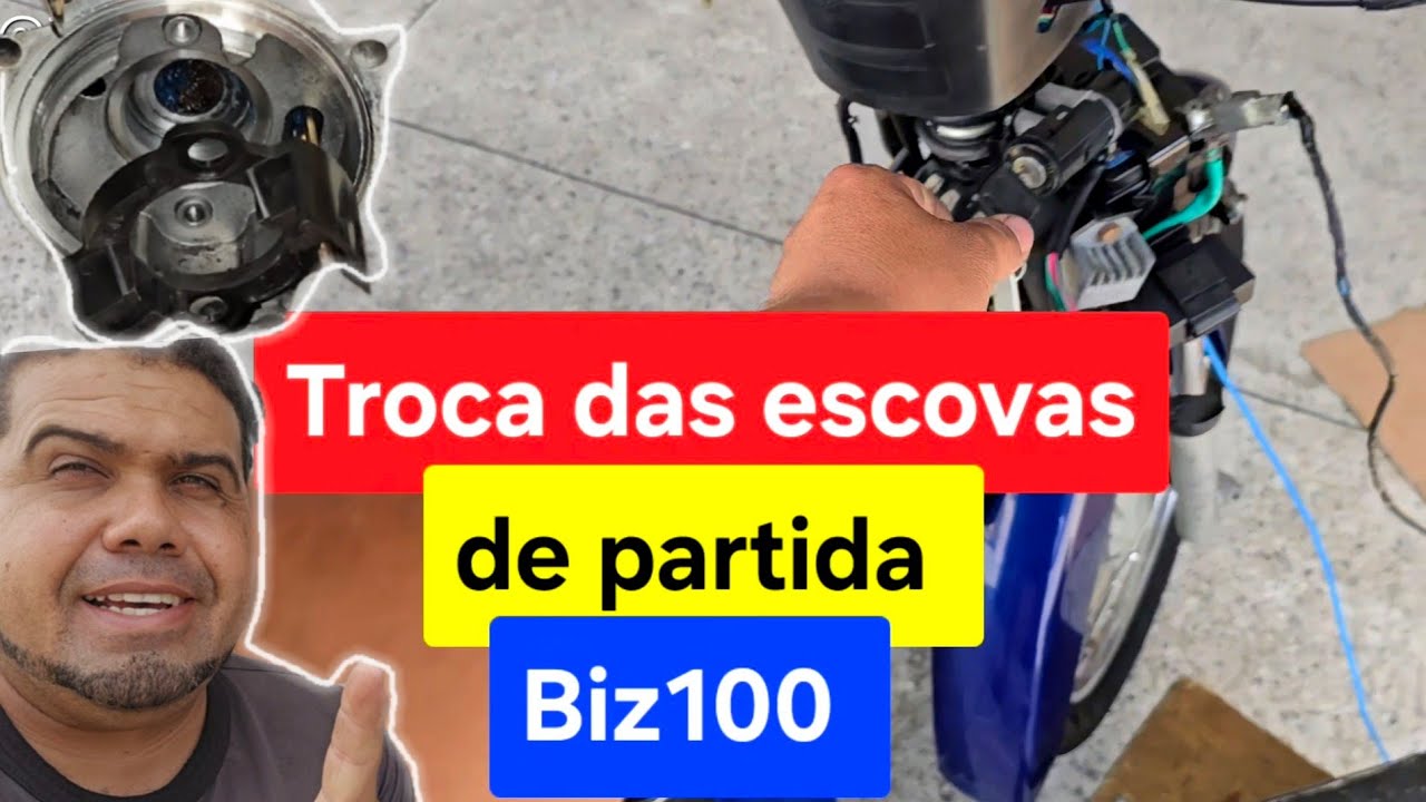 Trocando escova de partida Biz100 macete especial pra fazer casa! 
