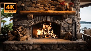 Cozy 4K Fireplace in Beachfront Chalet | Relaxing Ambiance with Crackling Wood Sound