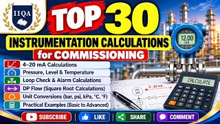 Top 30 Instrumentation Calculations for Commissioning& Loop check| 4–20 mA,DP Flow & Unit Conversion