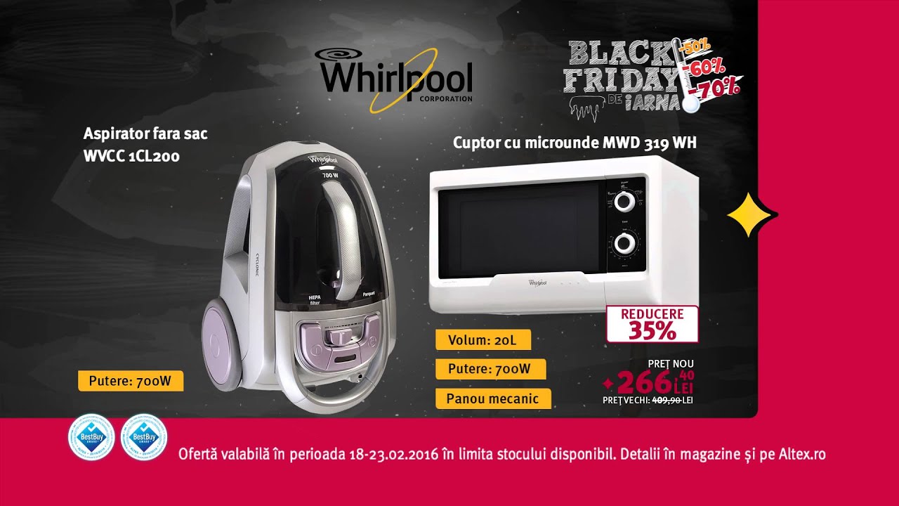 Reclamă ALTEX Whirpool - Black Friday de Iarnă 2016 altex romania srl contact
