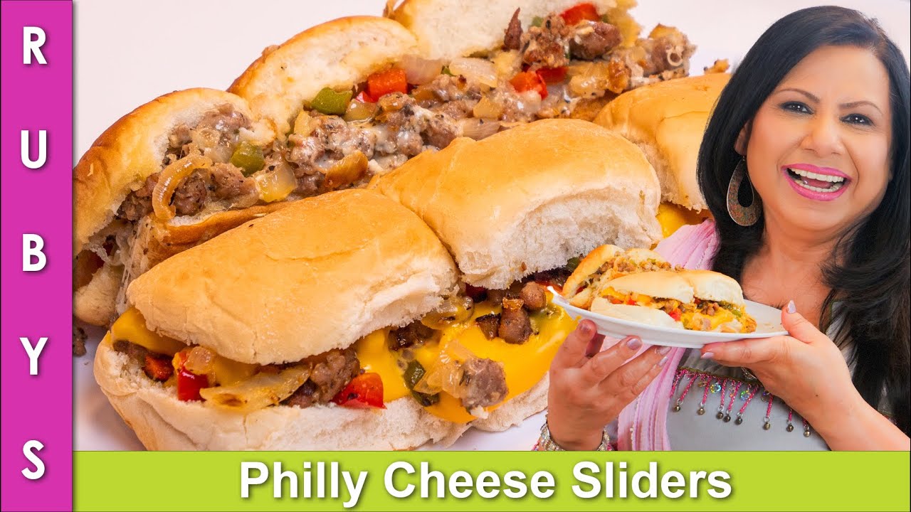 Sliders! Philly Cheese Steak Style Perfect for Parties & Lunchbox Idea Recipe in Urdu Hindi - RKK