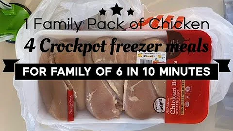 1 Family Pack of Chicken = 4 Crockpot Freezer Meals for Family of 6 (in less than 10 minutes)