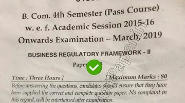 2019 Mdu BCom Pass Re appear 4th Sem Business Regulatory Frameowork Question Paper