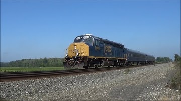 CSX Geometry Train W003 lead by GP40WH-2 #9969 meets Intermodal Q008 in Perry Ohio Sept 2018