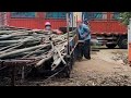 No Mercy Factory Machinery Controlled By Workers Shaving Thousands Of Bamboos