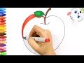 الرسم والتلوين للأطفال | كيفية رسم تفاحة ة مع ميمي | الرسم للأطفال | الأطفال ألوان الفيديو