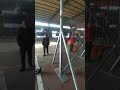 High security airport fence with razor barbed wire.