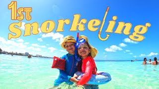 5 years old Kids snorkeling for first time - CANCUN