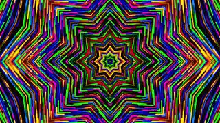 4K Animation. VJ Loop. Colorful, psychedelicly designed background with star. Kaleidoscope VJ loop