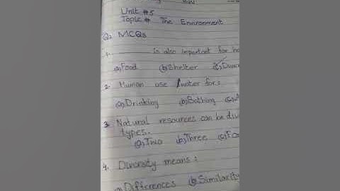 Class 4 (Science) ,Unit #5 "Environment" worksheet (M.C.Qs)