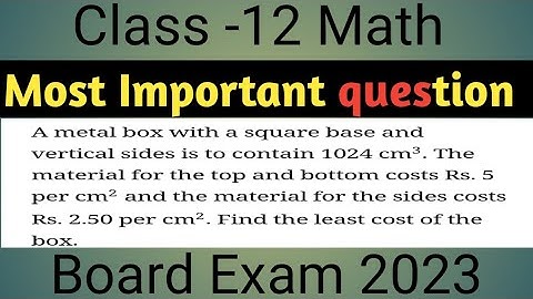 A metal box with a square base and vertical sides is to contain 1024 cm^3.The material for the..