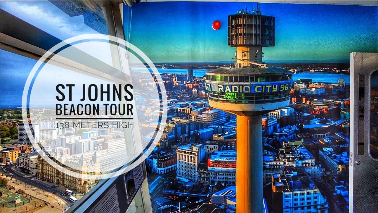 4K St John's Beacon 138 meters high Tour and amazing views of Liverpool and beyond.