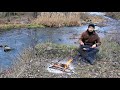 Cooking steak on the campfire