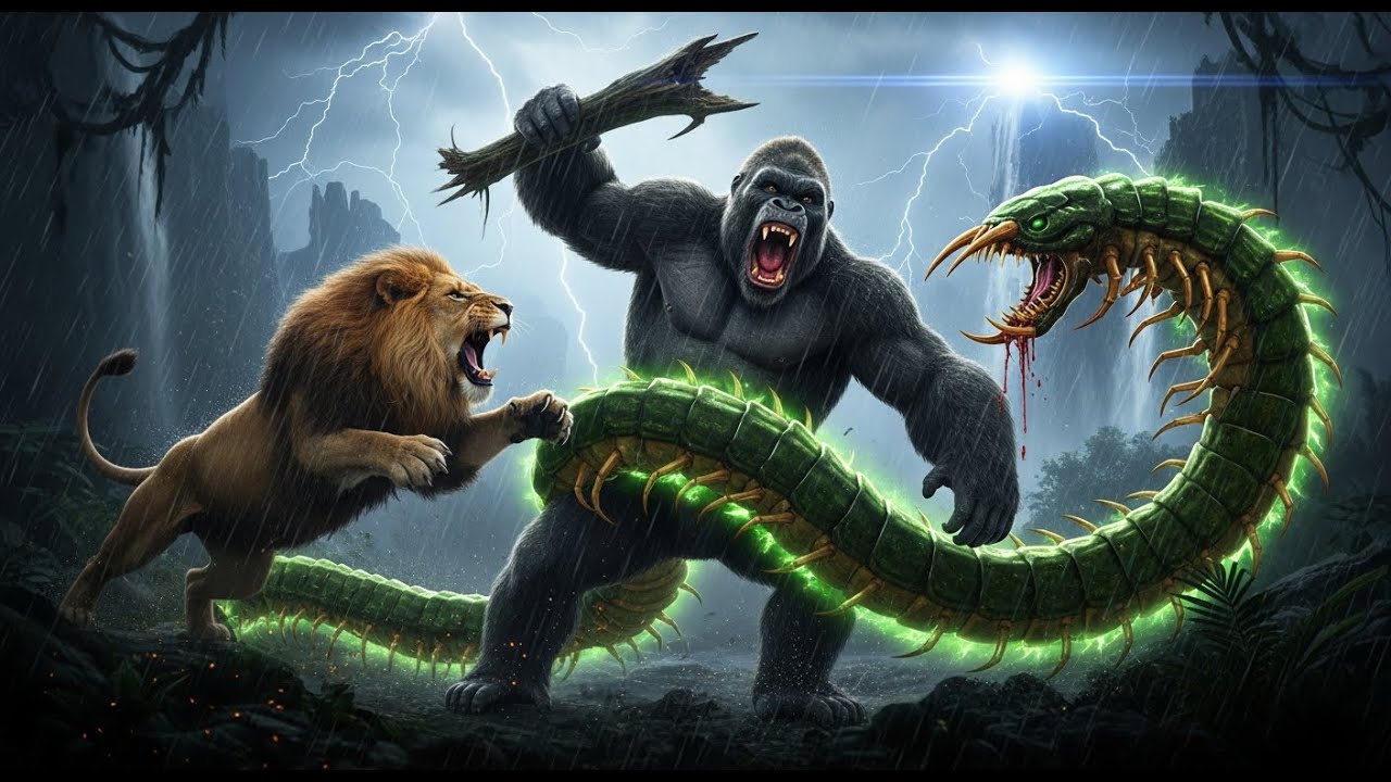 You Won't BELIEVE What Happens in King Kong vs Giant Centipede Monster vs Lion !