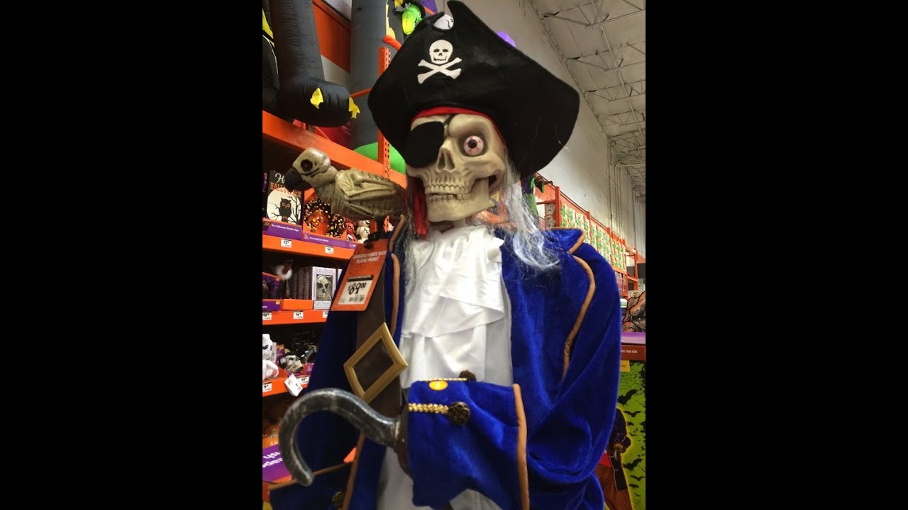 Argh Skeleton Pirate with Parrot at Home Depot Halloween 