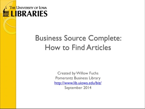 Business Source Complete : How to Find Articles