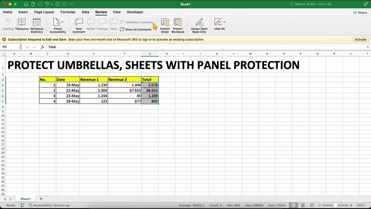 Excel 365: BẢO VỆ Ô, SHEET BẰNG PANEL PROTECTION