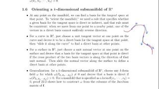Math 23b. Week 10, Video 3: Orienting a subspace, submanifold, & with normal vectors (22.5-22.6)
