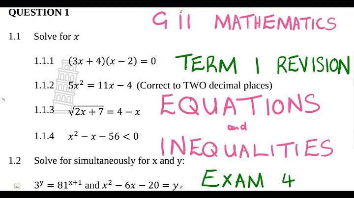 Mathematics Grade 11 Equations and Inequalities Exam 4 Term 1 @mathszoneafricanmotives