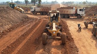 Exciting New Road Widening Project. Building of New Road Foundation With Driving Machinery Experts