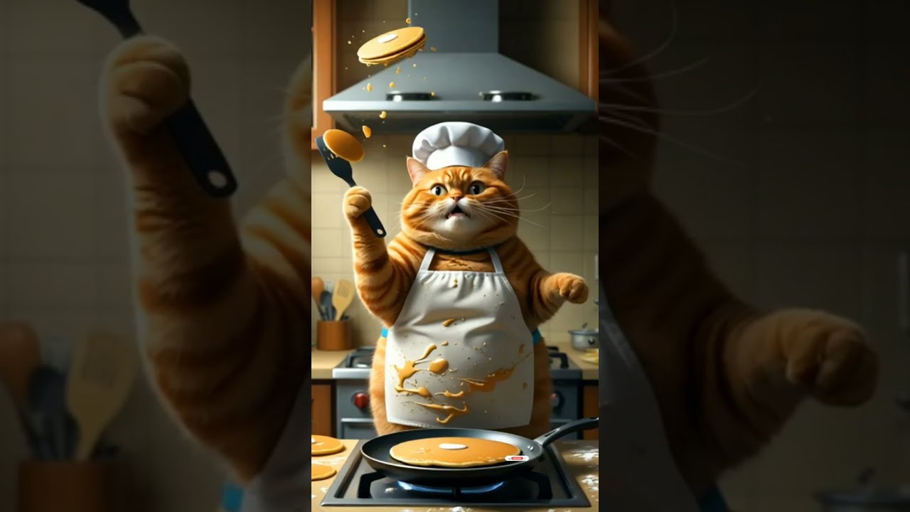 Orange Cat S Cooking Show Ends In Chaos Funny Viral Shorts