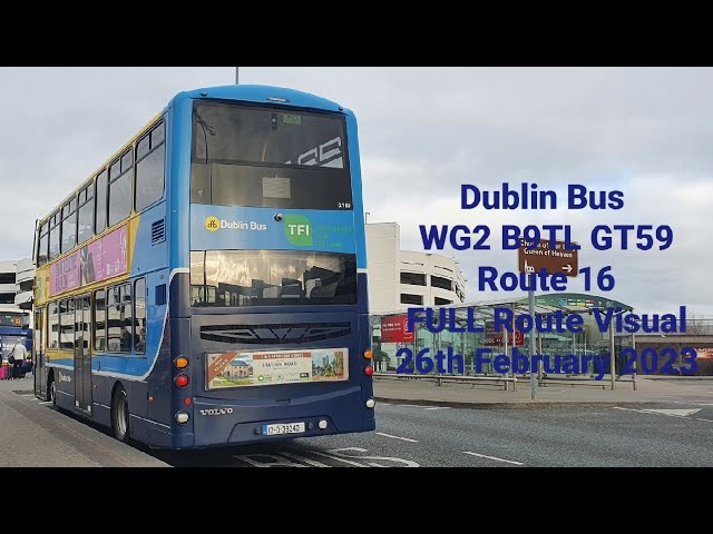 kupon fisk Ellers Dublin Bus | Route 16 (Dublin Airport to Ballinteer) | FULL Route Visual ~  Wright Gemini 2 B9TL GT59 - YouTube