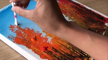 Birch trees in the Autumn Forest. Acrylic Satisfying Painting