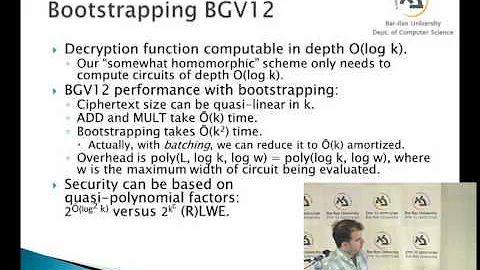 Winter School on Cryptography: Fully Homomorphic Encryption and the Bootstrapping - Craig Gentry