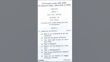 NEP 1st semester English minor previous year question paper #tripurauniversity #viralvideo #new