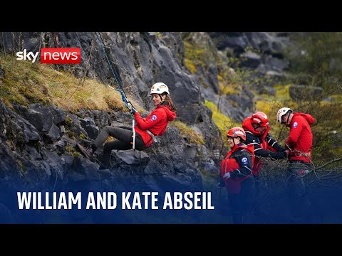 Prince William and Kate abseil together off cliff in Brecon Beacons