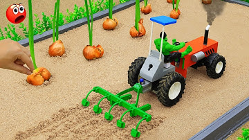 diy mini tractor dengerous stuck in mud with plough machine | science project