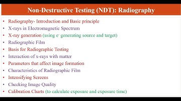 Non-Destructive Testing (NDT): Radiography- Principle, Defect detection and Analysis of results
