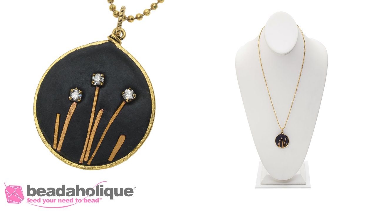 How to Make a Framed Pendant with Wire, Rhinestone Chain, and Epoxy Clay by Becky Nunn