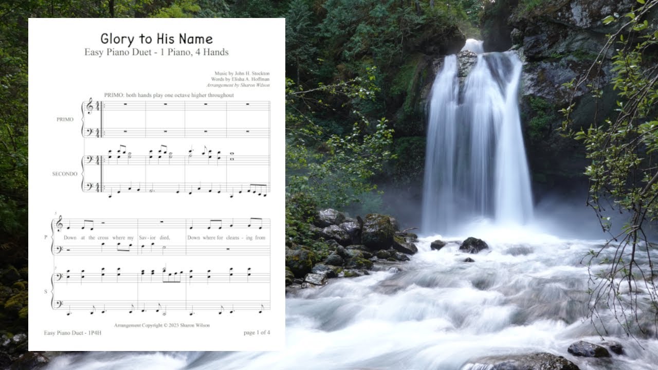 Glory to His Name (Easy 1 Piano, 4 Hands Duet ~ with lyrics) - YouTube