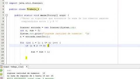 algoritmo encuentre la suma de los números impares comprendidos entre 1 y N. java netbeans