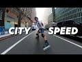 Speeding through the city  inline skating urban flow skate