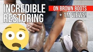 S4E10 Incredible restoring on brown boots by Serafin shoe shiner #ASMR #shoeshine #faustoarizmendi