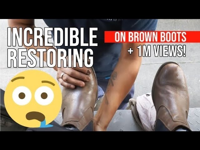 S4E10 Incredible restoring on brown boots by Serafin shoe shiner #ASMR #shoeshine #faustoarizmendi class=