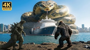 KING KONG and GODZILLA vs. GIANT PYTHON SNAKES: Clash of Titans at Sea and City | King Kong Movie