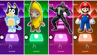 Bluey Bingo 🆚 Banana Cat 🆚 Venom 🆚 Super Mario. 🎶 Tiles Hop EDM Rush!