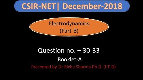 December-2018 CSIR -NET (Physical Science)- Electrodynamics