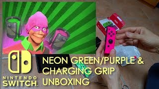 Nintendo Neon Green/Purple Joy-cons and Charging grip UNBOXING & TEST