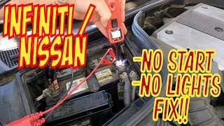 ⫷ infiniti / nissan. no start, no lights. fix ⫸