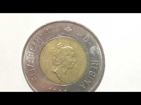 Two Dollar Canadian Coin. Date 1996