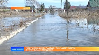 Разбушевавшийся паводок разрушает мосты и топит дома в Мордовии