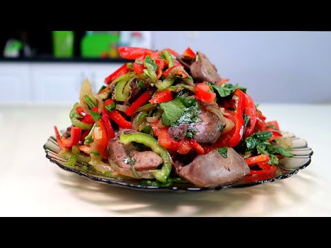 Delicious warm salad with liver. Detailed recipe